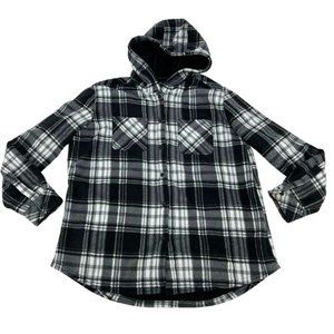 RealTree | Women's Fleece Jacket | Black & White Plaid | Size XLarge